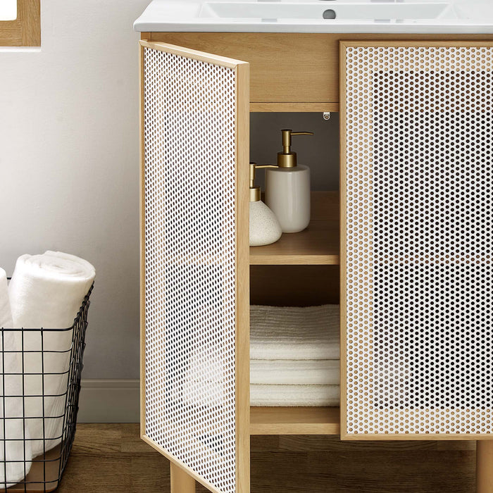 24-Inch Tygo Metal Bathroom Vanity by Modway – Compact Industrial Cabinet with Built-In Resin Basin