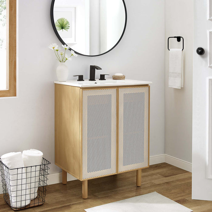 24-Inch Tygo Metal Bathroom Vanity by Modway – Compact Industrial Cabinet with Built-In Resin Basin