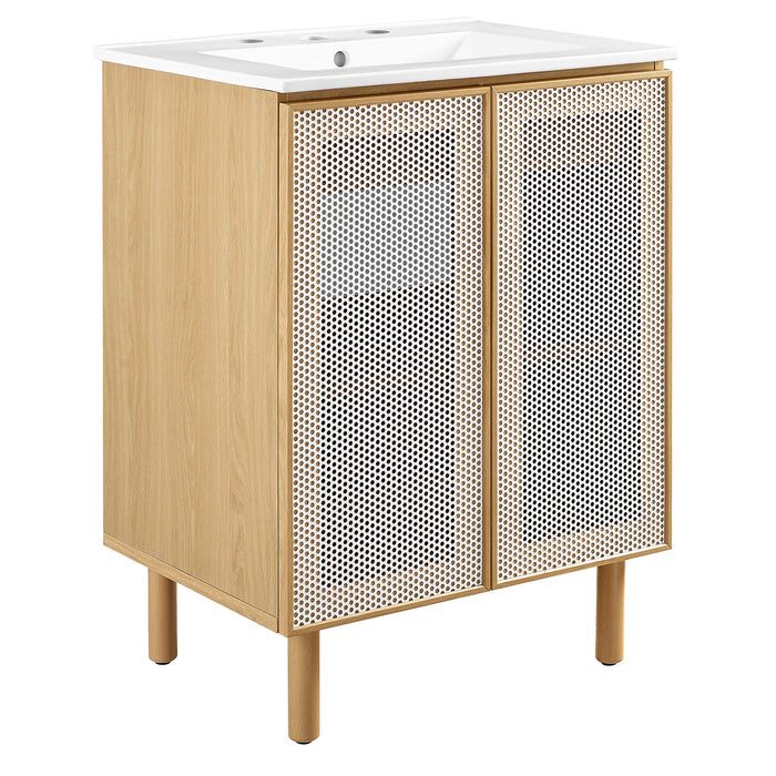 24-Inch Tygo Metal Bathroom Vanity by Modway – Compact Industrial Cabinet with Built-In Resin Basin