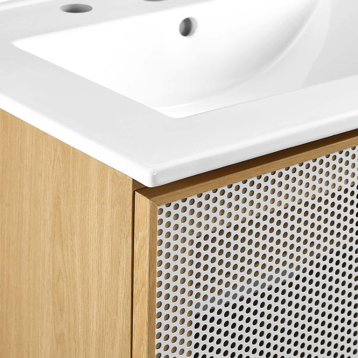 24-Inch Tygo Metal Bathroom Vanity by Modway – Compact Industrial Cabinet with Built-In Resin Basin
