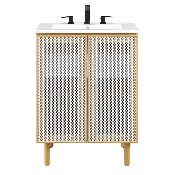 24-Inch Tygo Metal Bathroom Vanity by Modway – Compact Industrial Cabinet with Built-In Resin Basin