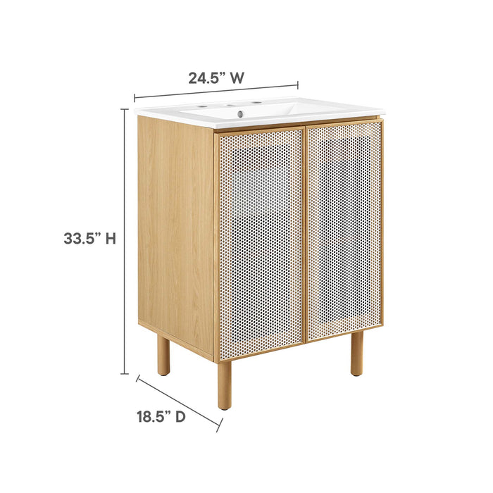 24-Inch Tygo Metal Bathroom Vanity by Modway – Compact Industrial Cabinet with Built-In Resin Basin