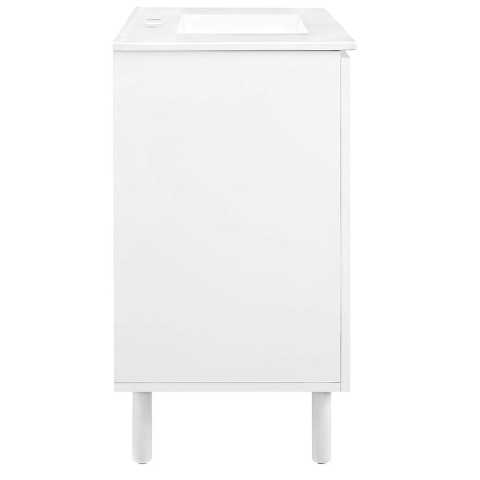 36-Inch Avery Freestanding Vanity – Matte Metal Frame with White Countertop Basin