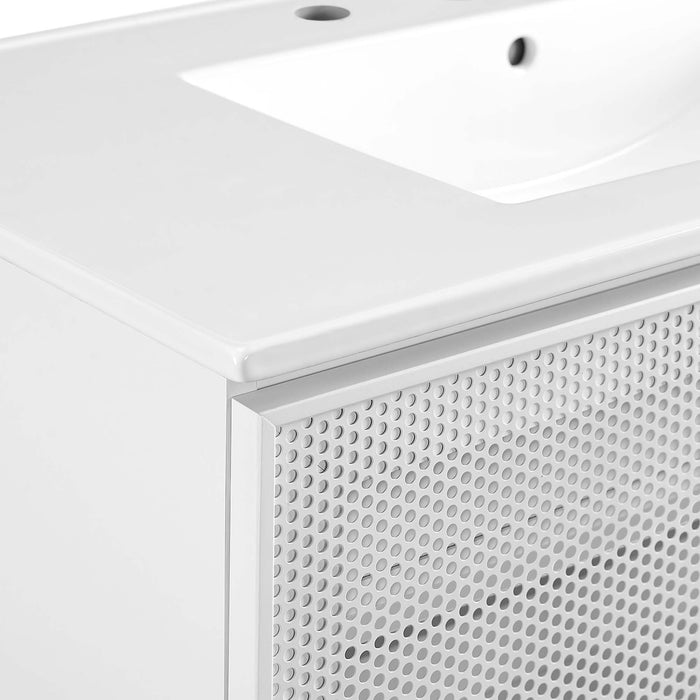 36-Inch Avery Freestanding Vanity – Matte Metal Frame with White Countertop Basin