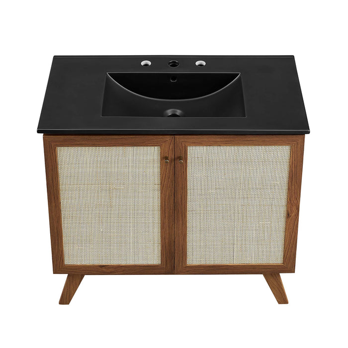 36-Inch Taina Natural Wood Bathroom Vanity with Integrated Countertop and Soft-Close Doors