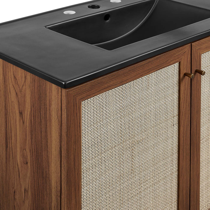 36-Inch Taina Natural Wood Bathroom Vanity with Integrated Countertop and Soft-Close Doors