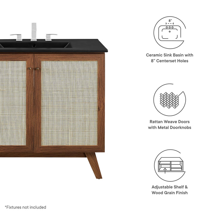 36-Inch Taina Natural Wood Bathroom Vanity with Integrated Countertop and Soft-Close Doors