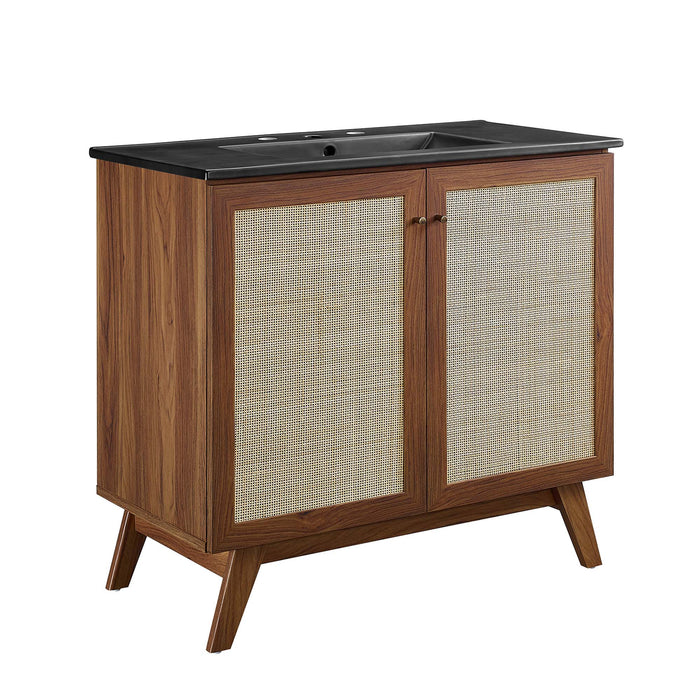 36-Inch Taina Natural Wood Bathroom Vanity with Integrated Countertop and Soft-Close Doors