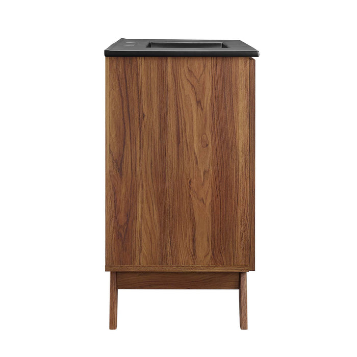 36-Inch Taina Natural Wood Bathroom Vanity with Integrated Countertop and Soft-Close Doors
