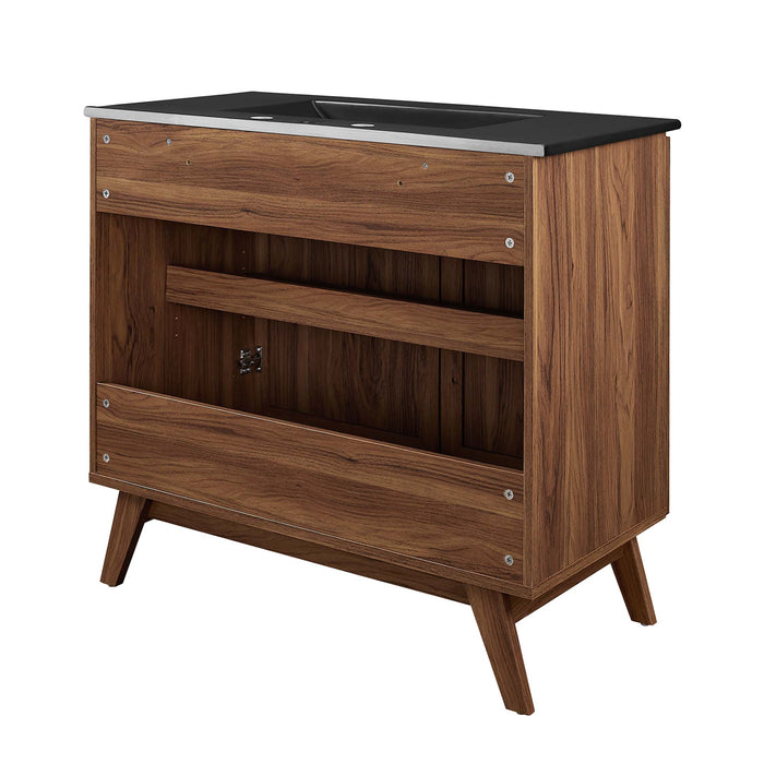 36-Inch Taina Natural Wood Bathroom Vanity with Integrated Countertop and Soft-Close Doors