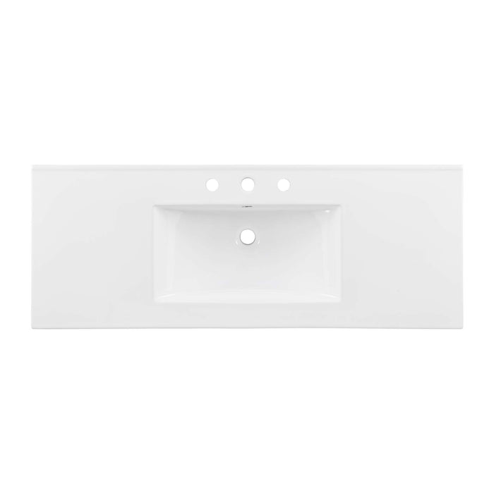 48-Inch Katiely Walnut Wood Single Sink Bathroom Vanity Modern Rattan Weave with White Countertop and Drawers
