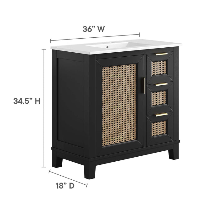 36-Inch Elva Vanity Cabinet – Contemporary Solid Wood Bathroom Base with Open Shelf