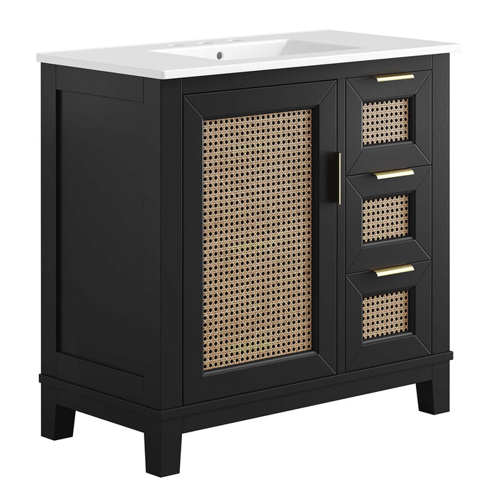 36-Inch Elva Vanity Cabinet – Contemporary Solid Wood Bathroom Base with Open Shelf