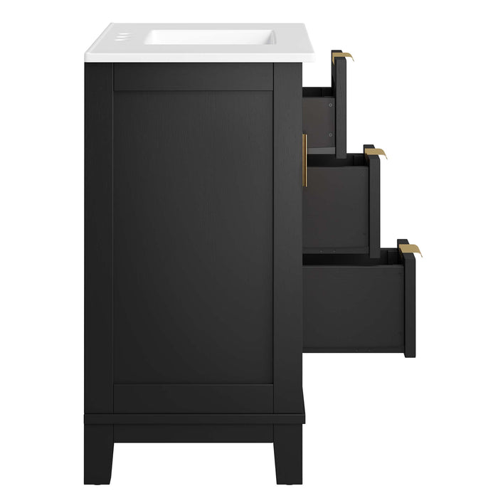 36-Inch Elva Vanity Cabinet – Contemporary Solid Wood Bathroom Base with Open Shelf