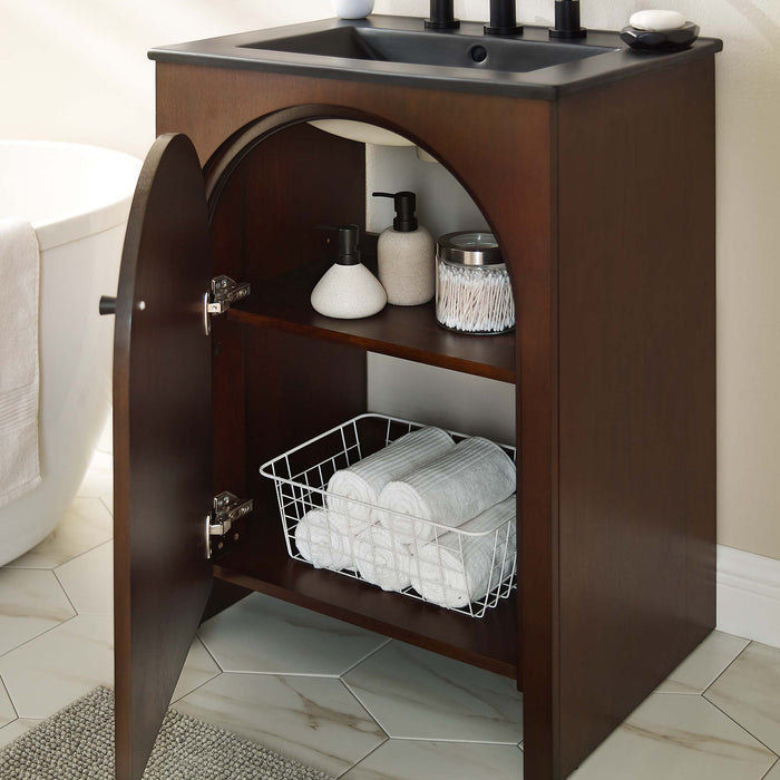 24 Inch Christopher Modern Bathroom Vanity – Compact Freestanding Wood Cabinet with Integrated Countertop Sink