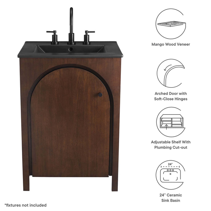 24 Inch Christopher Modern Bathroom Vanity – Compact Freestanding Wood Cabinet with Integrated Countertop Sink