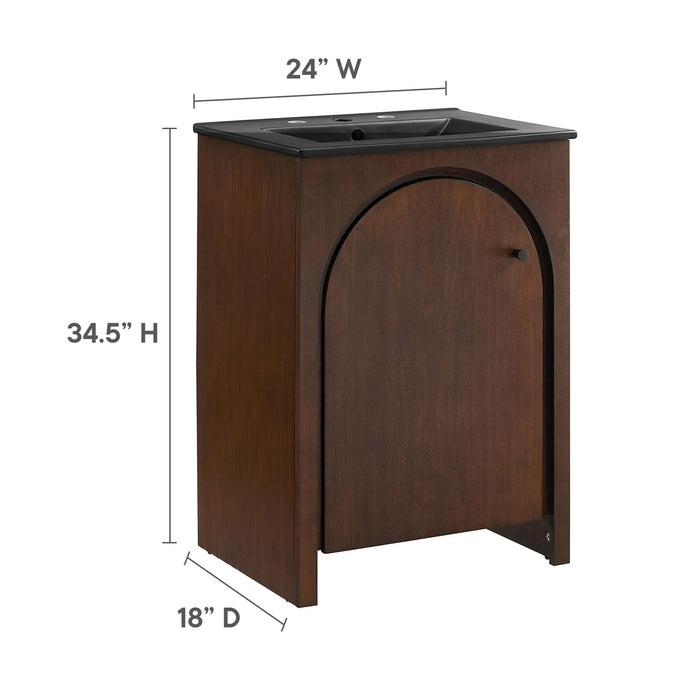 24 Inch Christopher Modern Bathroom Vanity – Compact Freestanding Wood Cabinet with Integrated Countertop Sink