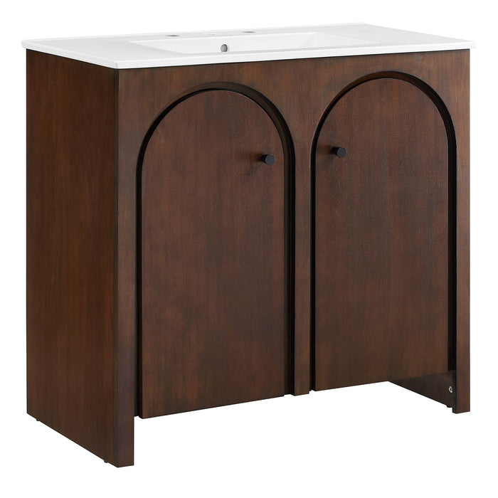 36-Inch Jonco Bathroom Vanity – Minimalist Wood Vanity with Built-In Sink and Soft-Close Doors
