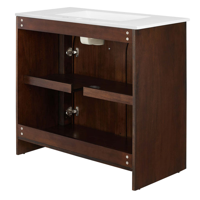 36-Inch Jonco Bathroom Vanity – Minimalist Wood Vanity with Built-In Sink and Soft-Close Doors