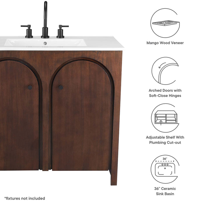 36-Inch Jonco Bathroom Vanity – Minimalist Wood Vanity with Built-In Sink and Soft-Close Doors