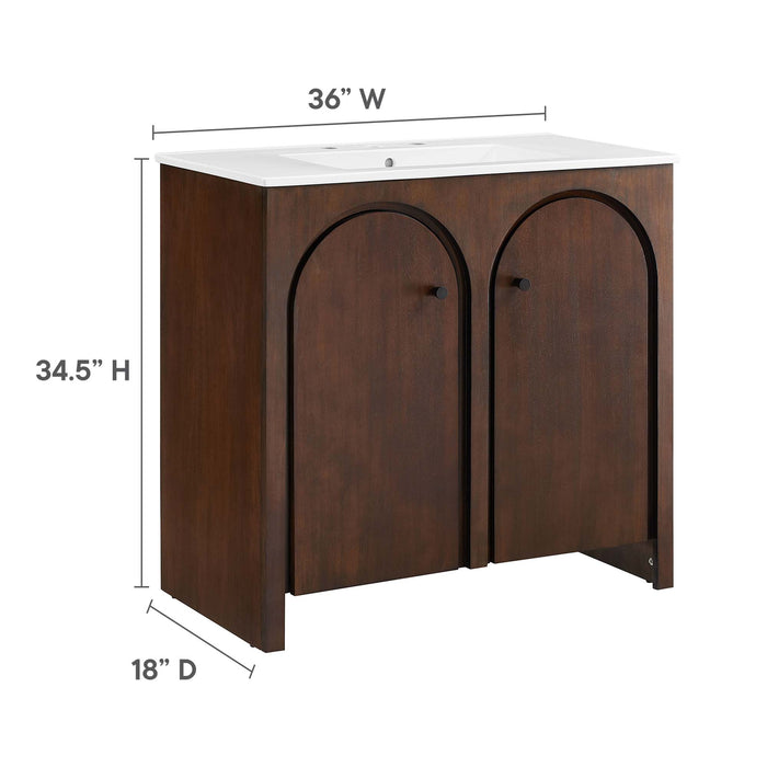 36-Inch Jonco Bathroom Vanity – Minimalist Wood Vanity with Built-In Sink and Soft-Close Doors