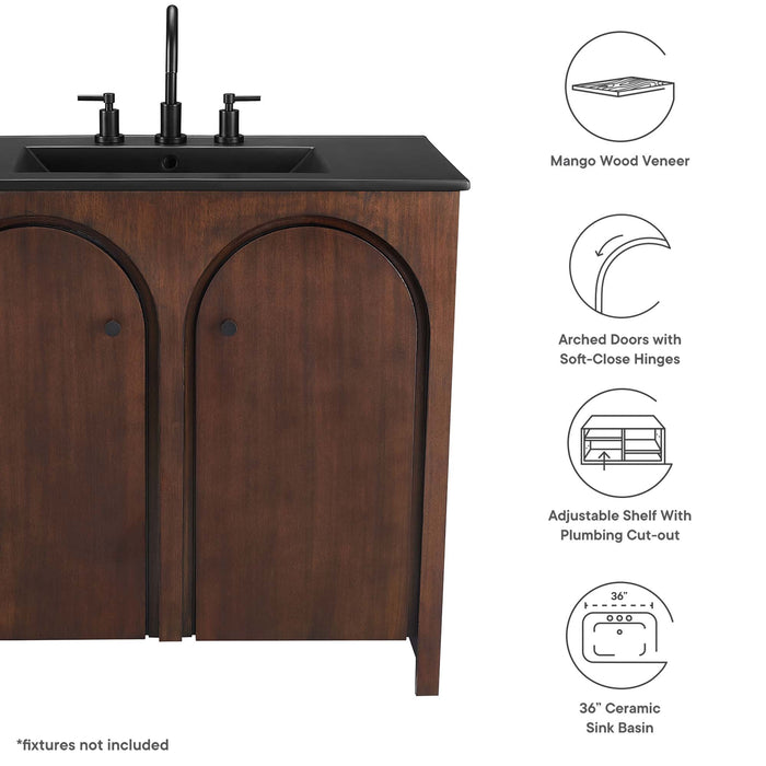 36-Inch Arleana Bathroom Vanity – Wood Frame with Integrated Sink and Storage Drawers