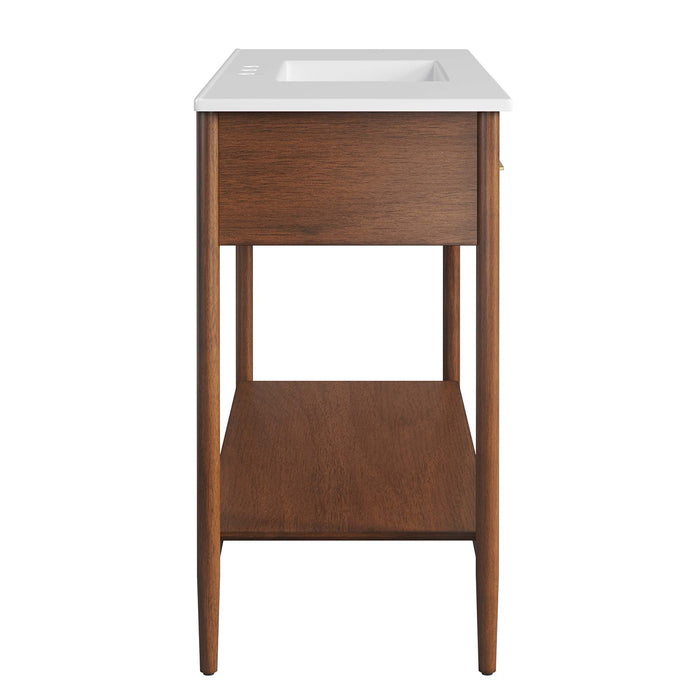 48-Inch Everdon Bathroom Cabinet – Wood Finish with Single Sink Compatible