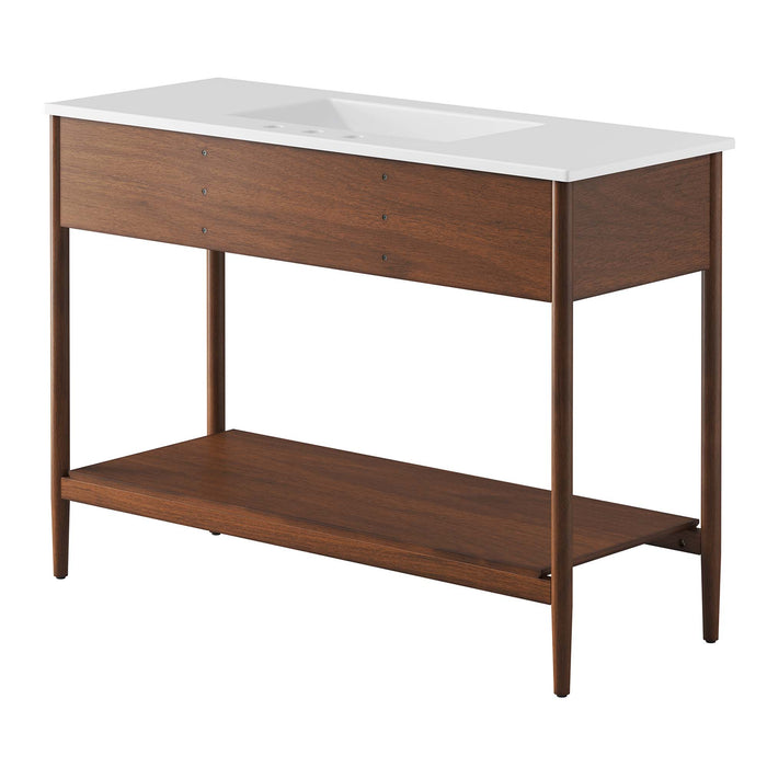 48-Inch Everdon Bathroom Cabinet – Wood Finish with Single Sink Compatible