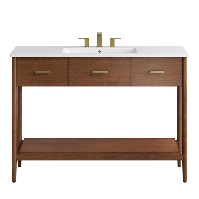 48-Inch Everdon Bathroom Cabinet – Wood Finish with Single Sink Compatible