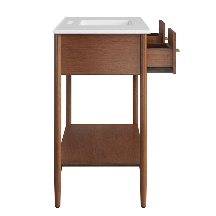 48-Inch Everdon Bathroom Cabinet – Wood Finish with Single Sink Compatible