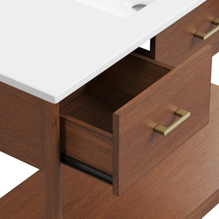 48-Inch Everdon Bathroom Cabinet – Wood Finish with Single Sink Compatible