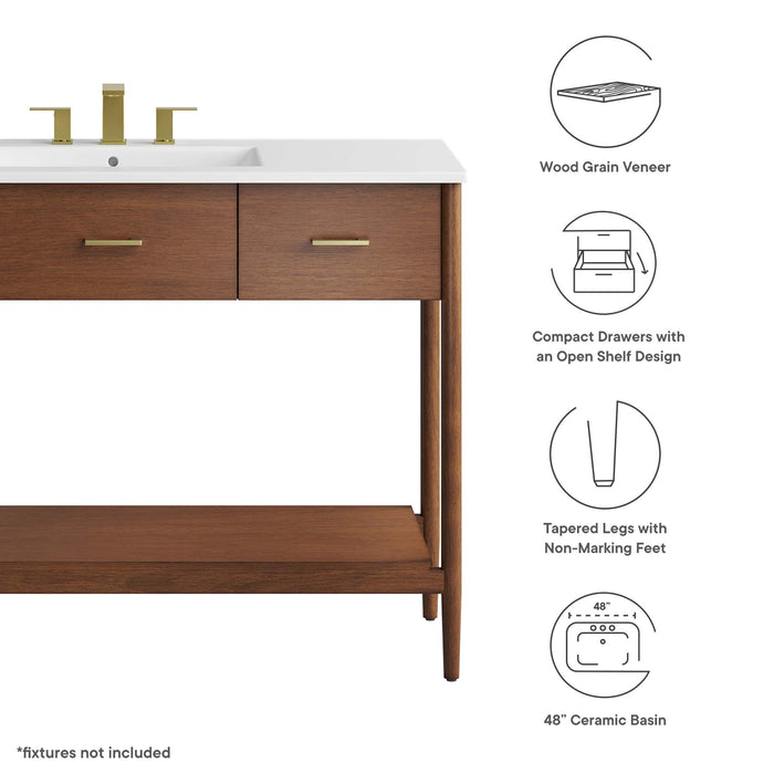 48-Inch Everdon Bathroom Cabinet – Wood Finish with Single Sink Compatible
