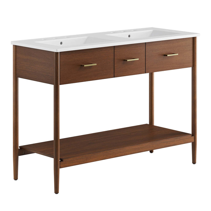 48-Inch Glidden Bathroom Cabinet – Wood Finish, Dual Sink Use