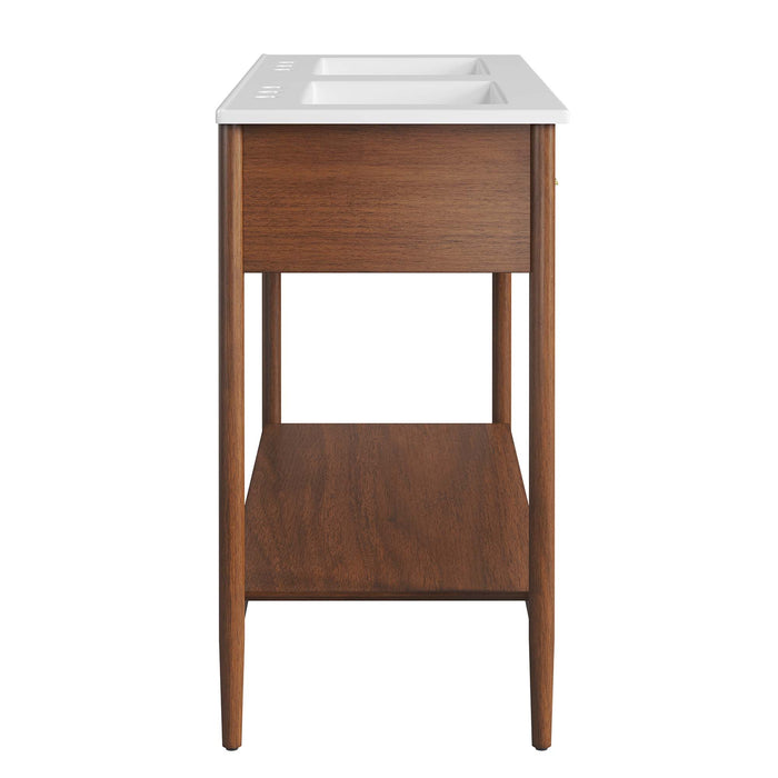 48-Inch Glidden Bathroom Cabinet – Wood Finish, Dual Sink Use