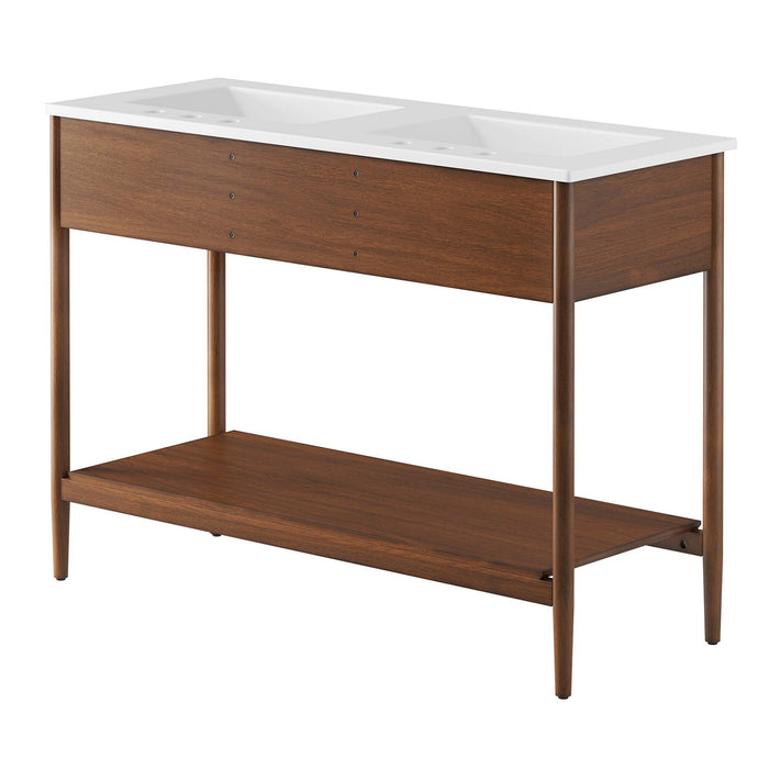 48-Inch Glidden Bathroom Cabinet – Wood Finish, Dual Sink Use