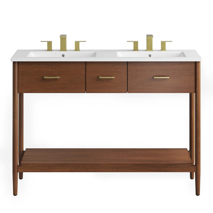 48-Inch Glidden Bathroom Cabinet – Wood Finish, Dual Sink Use