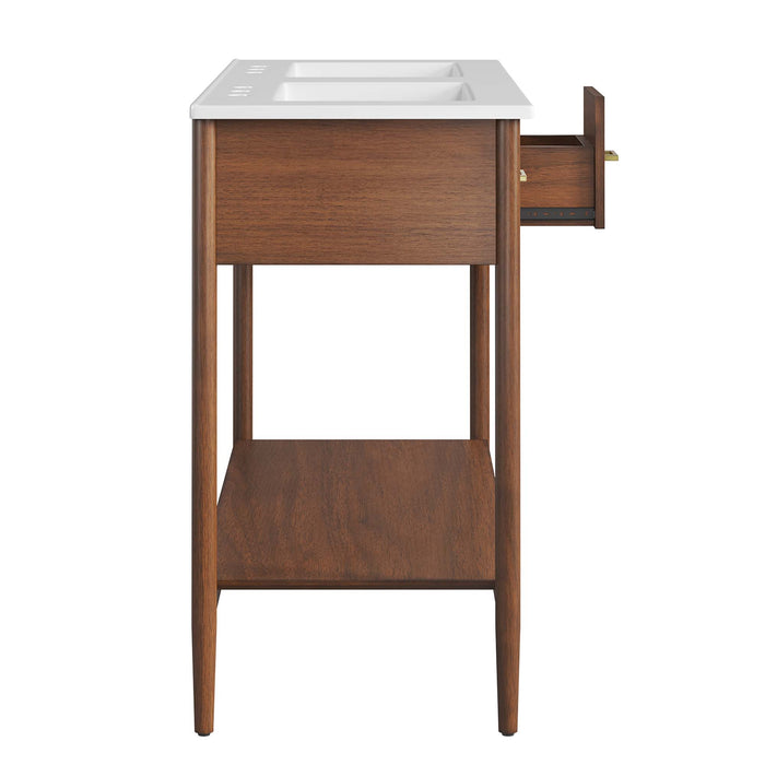 48-Inch Glidden Bathroom Cabinet – Wood Finish, Dual Sink Use