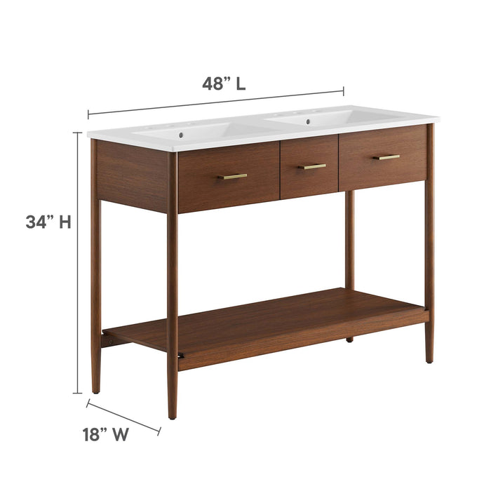 48-Inch Glidden Bathroom Cabinet – Wood Finish, Dual Sink Use