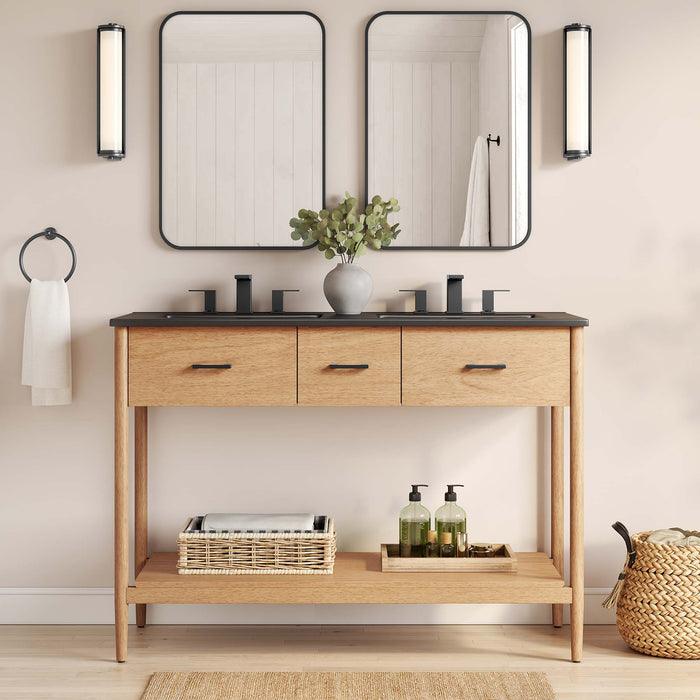 48 Inch Palfrey Wood Double Sink Vanity – Modern Cabinet with Soft-Close Doors