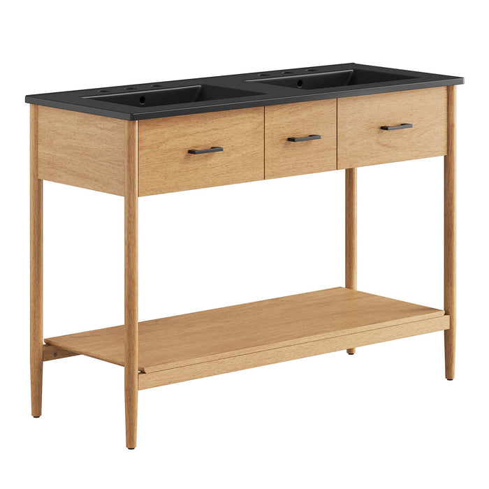 48 Inch Palfrey Wood Double Sink Vanity – Modern Cabinet with Soft-Close Doors