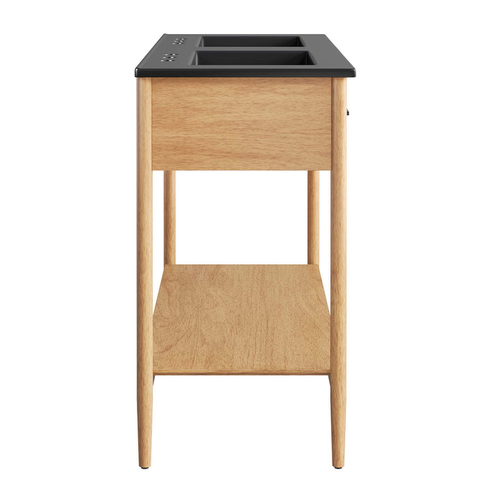 48 Inch Palfrey Wood Double Sink Vanity – Modern Cabinet with Soft-Close Doors