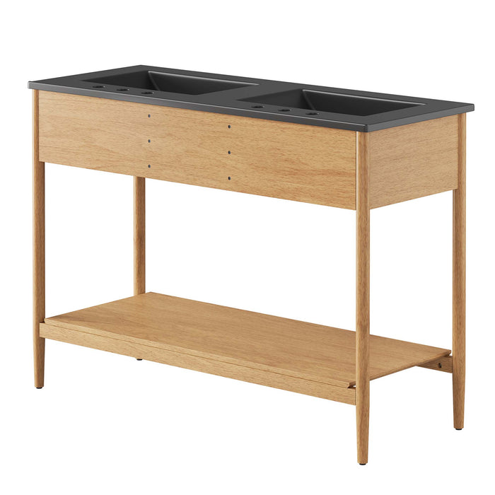 48 Inch Palfrey Wood Double Sink Vanity – Modern Cabinet with Soft-Close Doors