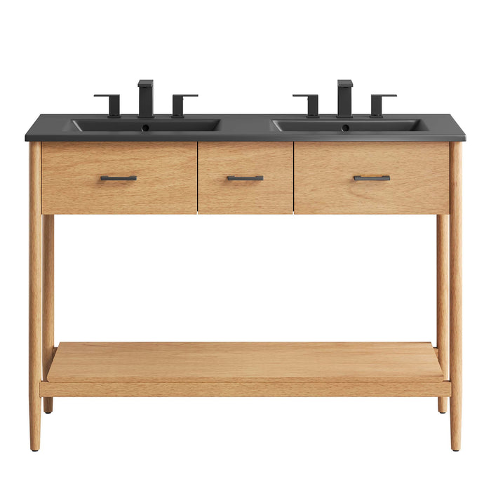 48 Inch Palfrey Wood Double Sink Vanity – Modern Cabinet with Soft-Close Doors