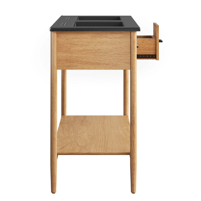 48 Inch Palfrey Wood Double Sink Vanity – Modern Cabinet with Soft-Close Doors