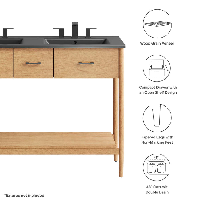 48 Inch Palfrey Wood Double Sink Vanity – Modern Cabinet with Soft-Close Doors