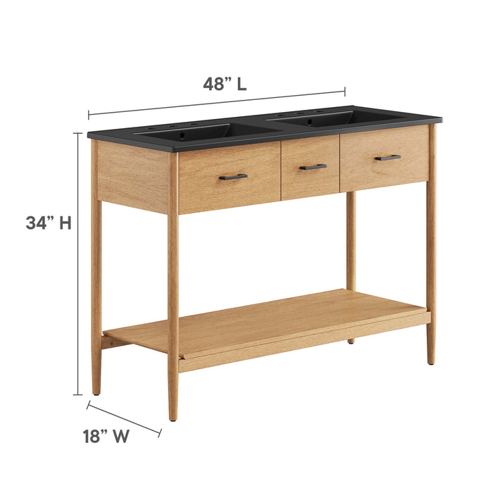 48 Inch Palfrey Wood Double Sink Vanity – Modern Cabinet with Soft-Close Doors