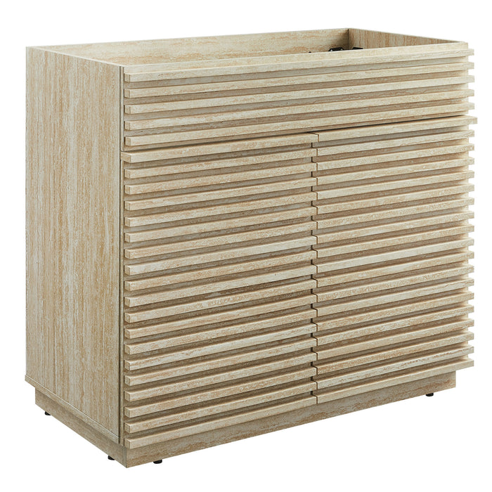 36-Inch Atlantis Bathroom Vanity – Faux Travertine Finish Cabinet, Sink Not Included
