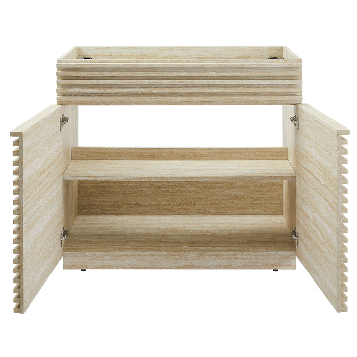 36-Inch Atlantis Bathroom Vanity – Faux Travertine Finish Cabinet, Sink Not Included