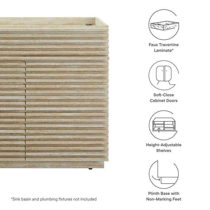 36-Inch Atlantis Bathroom Vanity – Faux Travertine Finish Cabinet, Sink Not Included