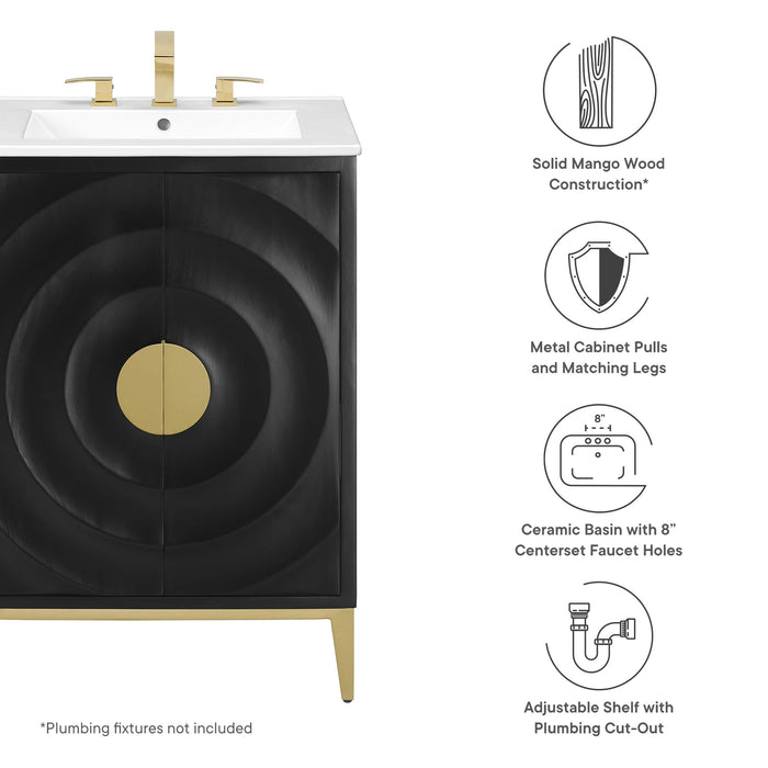 24-Inch Senaca Freestanding Bathroom Vanity by Modway – Modern Wood Cabinet with Sink and Storage Shelf